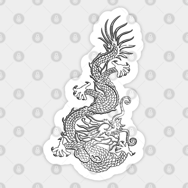 Silver Chinese Dragon Sticker by 8 Fists of Tees